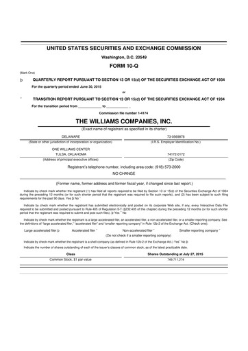 Thumbnail Williams Companies
 10-Q Quarterly Report FY2015 