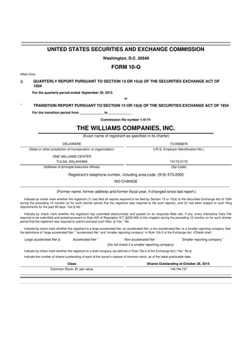 Thumbnail Williams Companies
 10-Q Quarterly Report FY2015 