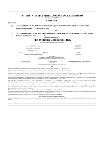 Thumbnail Williams Companies
 10-K Annual Report 2019