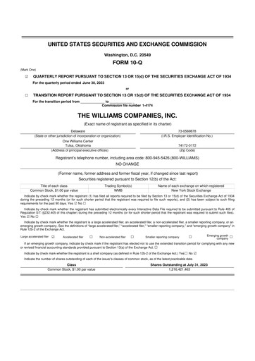 Thumbnail Williams Companies
 10-Q Quarterly Report FY2023 