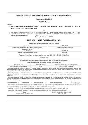 Thumbnail Williams Companies
 10-Q Quarterly Report FY2024 