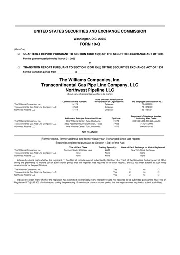 Thumbnail Williams Companies
 10-Q Quarterly Report FY 