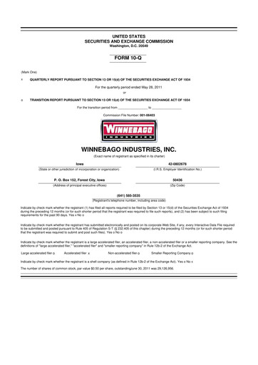 Vorschaubild Winnebago Industries 10-Q Quartalsbericht  