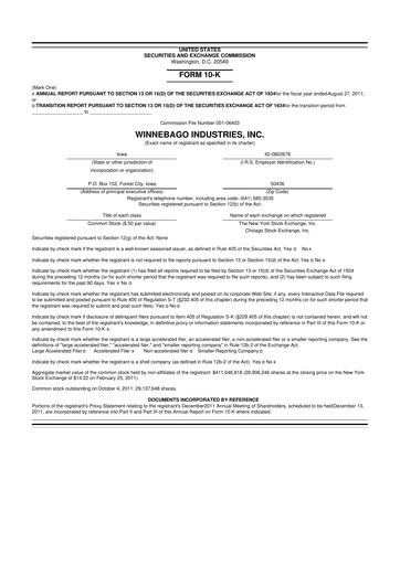 Vorschaubild Winnebago Industries 10-K Jahresbericht 