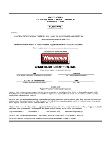 Vorschaubild Winnebago Industries 10-Q Quartalsbericht  