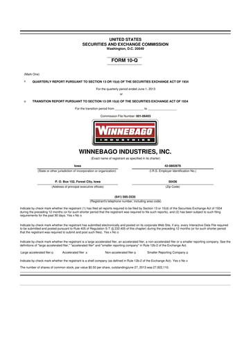 Vorschaubild Winnebago Industries 10-Q Quartalsbericht  