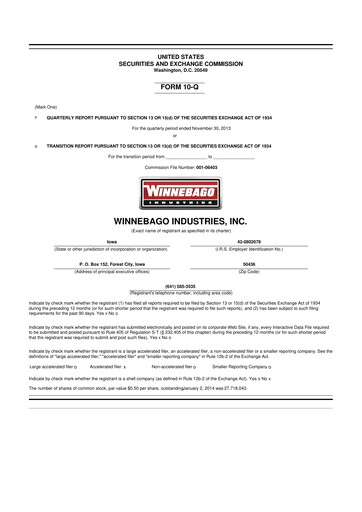 Vorschaubild Winnebago Industries 10-Q Quartalsbericht  