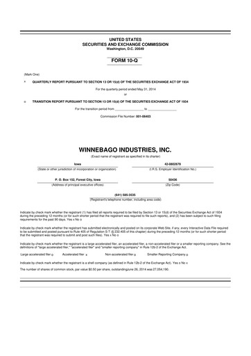 Vorschaubild Winnebago Industries 10-Q Quartalsbericht  