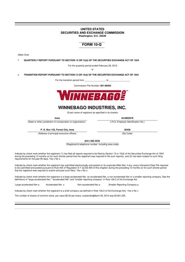 Vorschaubild Winnebago Industries 10-Q Quartalsbericht  