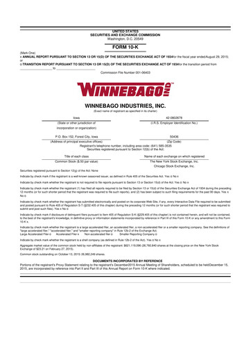 Vorschaubild Winnebago Industries 10-K Jahresbericht 