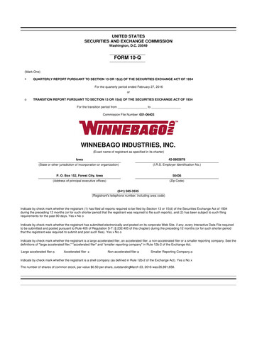 Vorschaubild Winnebago Industries 10-Q Quartalsbericht  