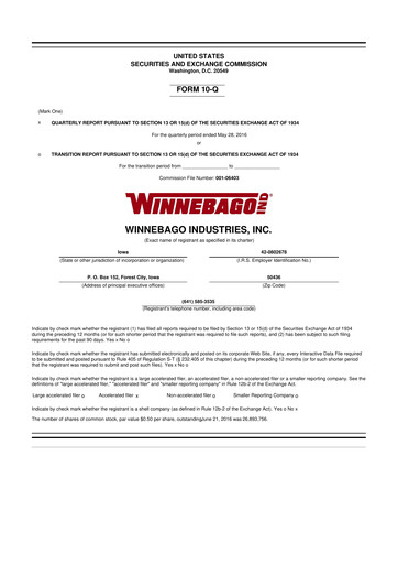 Vorschaubild Winnebago Industries 10-Q Quartalsbericht  