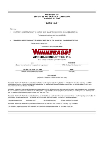 Vorschaubild Winnebago Industries 10-Q Quartalsbericht  