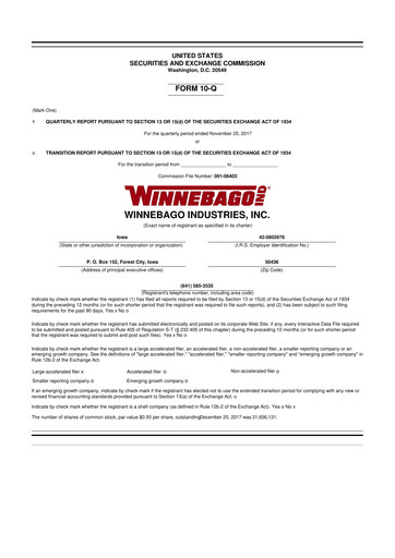 Vorschaubild Winnebago Industries 10-Q Quartalsbericht  