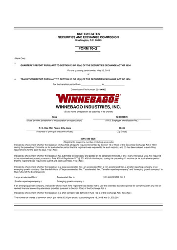 Vorschaubild Winnebago Industries 10-Q Quartalsbericht  