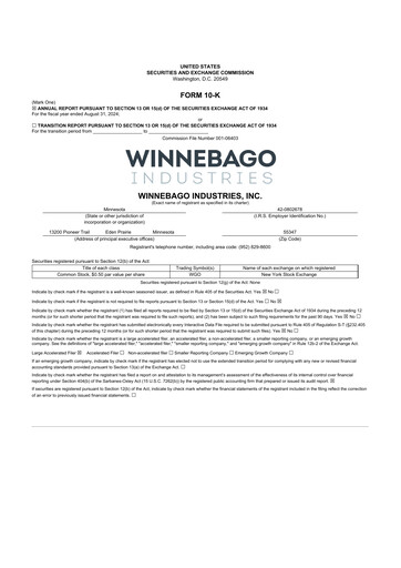 Thumbnail Winnebago Industries 10-K Annual Report 2024