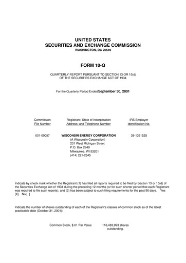 Thumbnail WEC Energy Group 10-Q Quarterly Report FY 