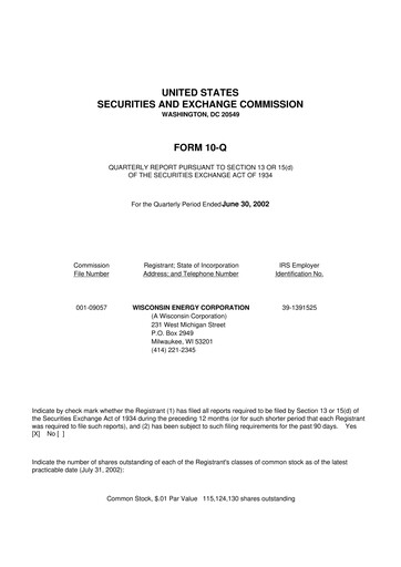 Thumbnail WEC Energy Group 10-Q Quarterly Report FY 