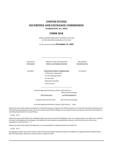 Thumbnail WEC Energy Group 10-K Annual Report 