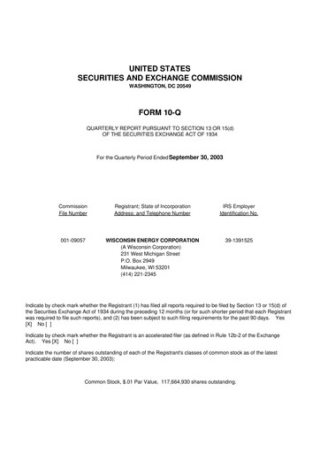 Thumbnail WEC Energy Group 10-Q Quarterly Report FY 