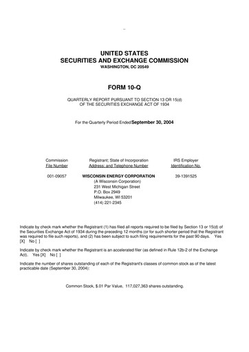 Thumbnail WEC Energy Group 10-Q Quarterly Report FY 