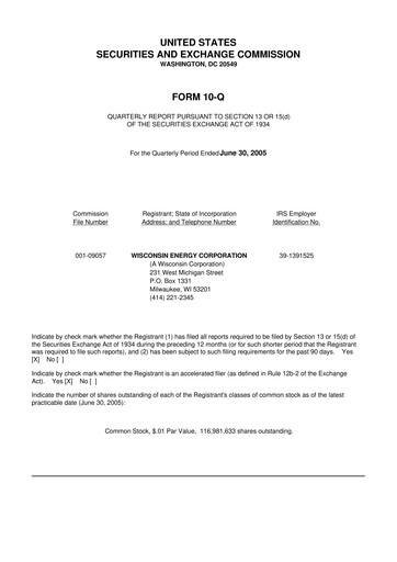 Thumbnail WEC Energy Group 10-Q Quarterly Report FY 