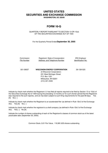 Thumbnail WEC Energy Group 10-Q Quarterly Report FY 