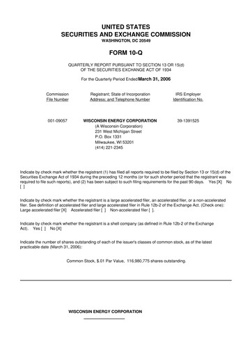 Thumbnail WEC Energy Group 10-Q Quarterly Report FY 