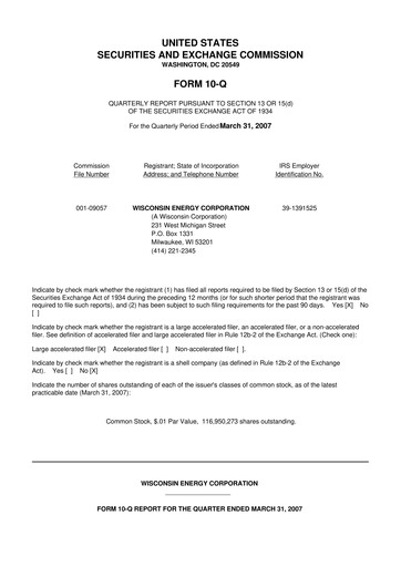 Thumbnail WEC Energy Group 10-Q Quarterly Report FY 