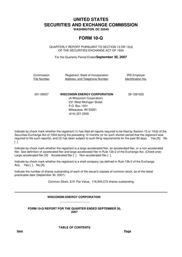 Thumbnail WEC Energy Group 10-Q Quarterly Report FY 