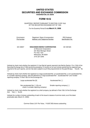 Thumbnail WEC Energy Group 10-Q Quarterly Report FY 