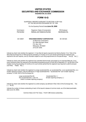 Thumbnail WEC Energy Group 10-Q Quarterly Report FY 