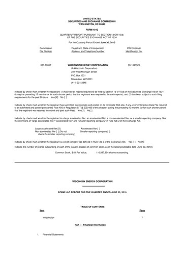 Thumbnail WEC Energy Group 10-Q Quarterly Report FY2010 