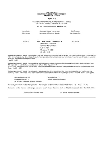 Thumbnail WEC Energy Group 10-Q Quarterly Report FY2011 