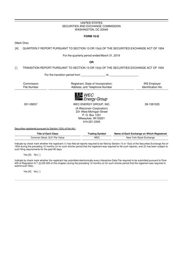 Thumbnail WEC Energy Group 10-Q Quarterly Report FY2019 