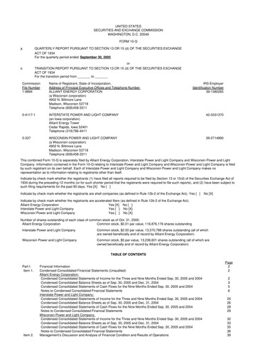 Thumbnail Alliant Energy 10-Q Quarterly Report FY 