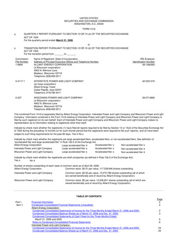 Thumbnail Alliant Energy 10-Q Quarterly Report FY 
