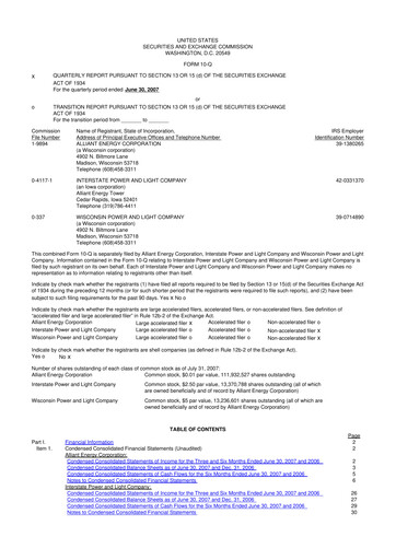 Thumbnail Alliant Energy 10-Q Quarterly Report FY 