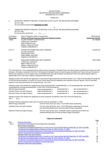 Thumbnail Alliant Energy 10-Q Quarterly Report FY 