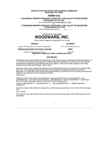 Thumbnail Woodward 10-Q Quarterly Report FY2014 