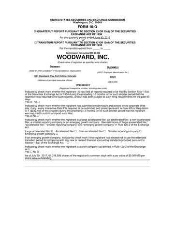 Thumbnail Woodward 10-Q Quarterly Report FY2017 