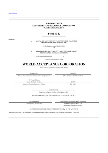 Thumbnail World Acceptance Corporation 10-K Annual Report 