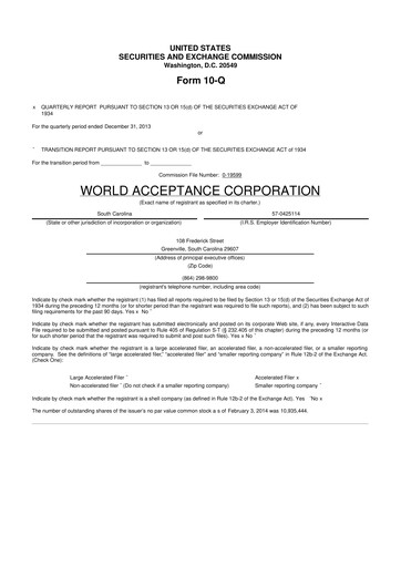 Thumbnail World Acceptance Corporation 10-Q Quarterly Report FY2014 