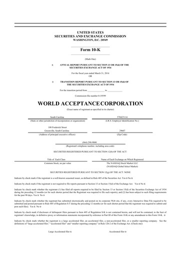 Thumbnail World Acceptance Corporation 10-K Annual Report 2014