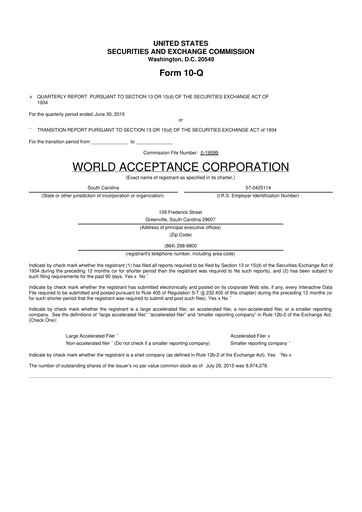 Thumbnail World Acceptance Corporation 10-Q Quarterly Report FY2016 