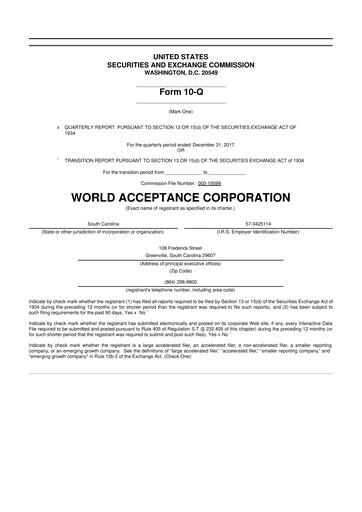 Thumbnail World Acceptance Corporation 10-Q Quarterly Report FY2018 