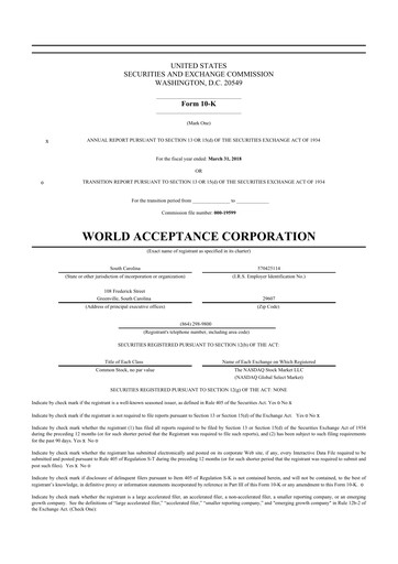Thumbnail World Acceptance Corporation 10-K Annual Report 2018