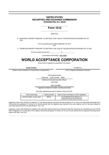 Thumbnail World Acceptance Corporation 10-Q Quarterly Report FY2020 