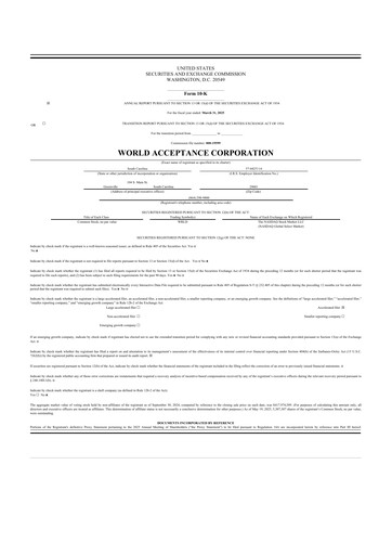 Thumbnail World Acceptance Corporation 10-K Annual Report 2025
