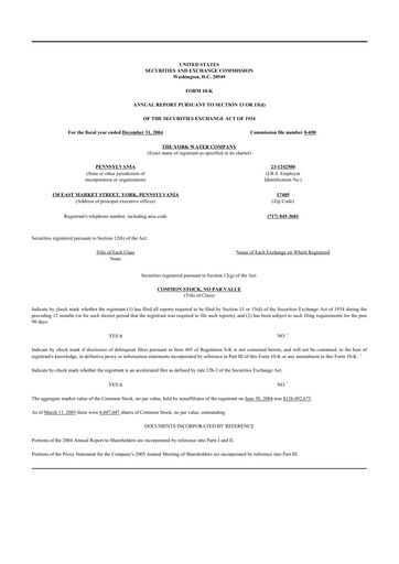 Thumbnail York Water 10-K Annual Report 